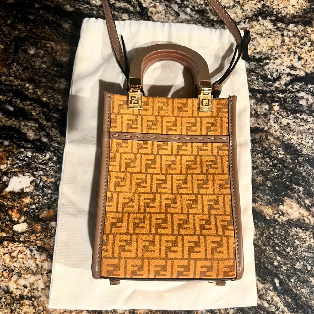 FENDI Sunshine Shopper suede mini-bag